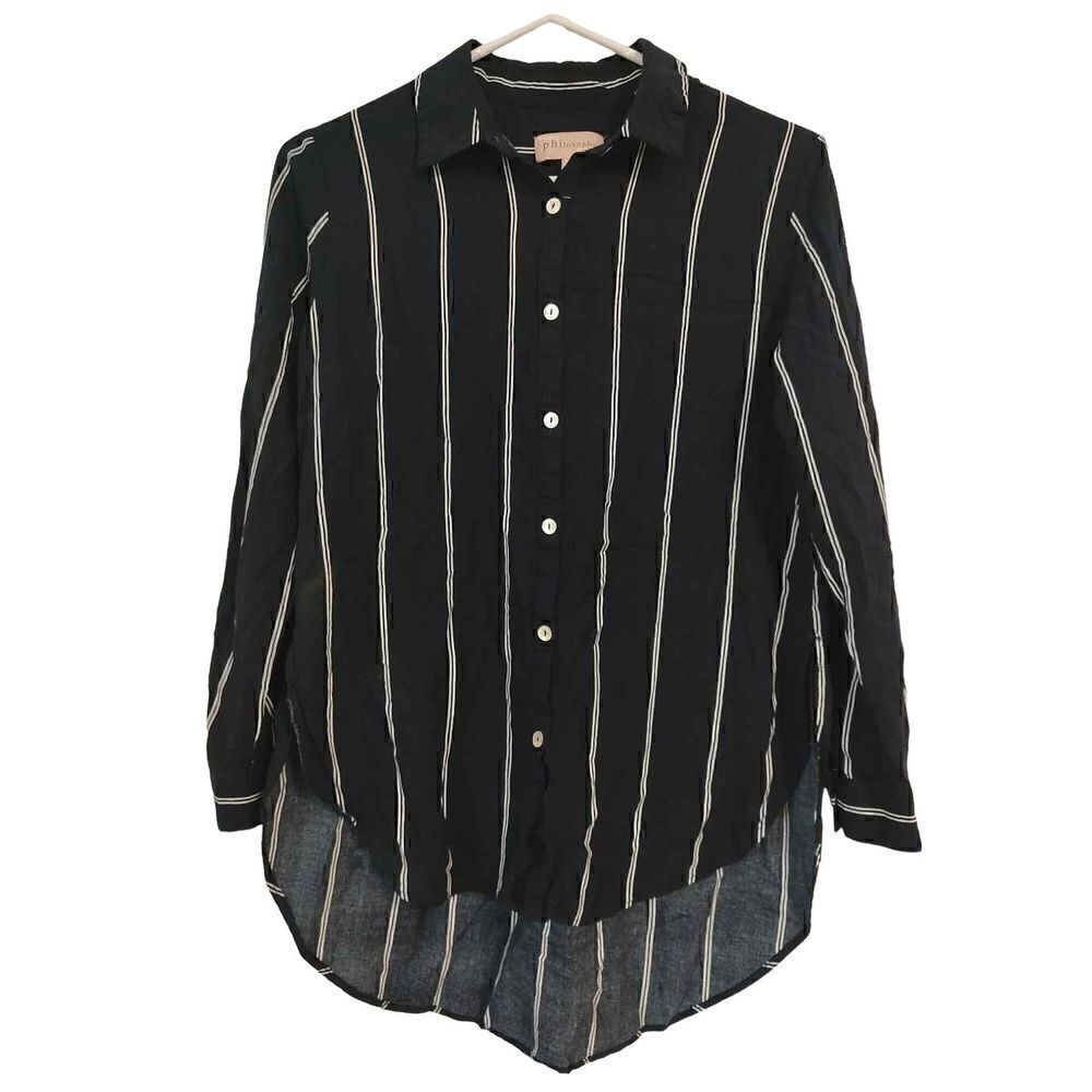 Philosophy button down shirt size small black white